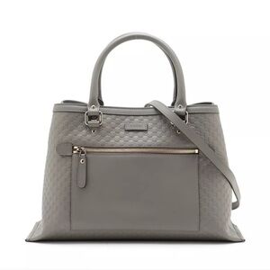 Gucci Micro Guccissma Leather 2 Way Handbag Gray 510291